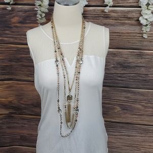 Tassel layered Necklace with bracelet